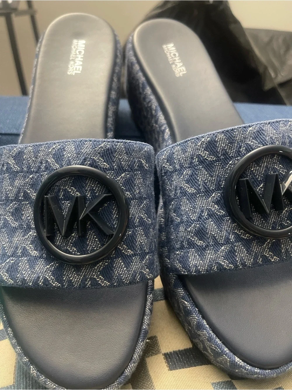 Michael Kors Blue Denim Platform Sandal